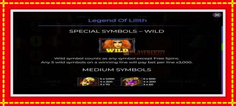 Slot machine Legend of Lilith with access to free game online, picture 5