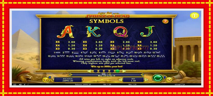 Slot machine Legion Gold and the Sphinx of Dead with access to free game online, picture 7