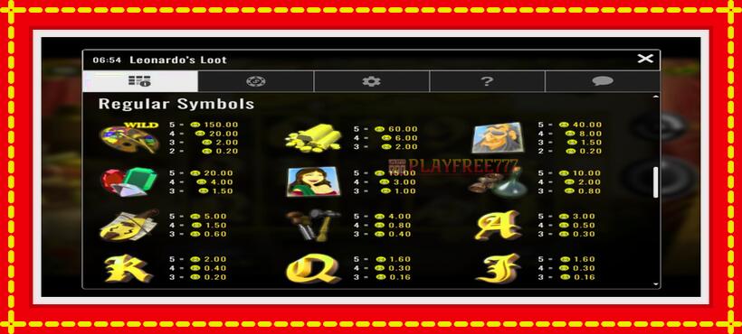 Slot machine Leonardo’s Loot with access to free game online, picture 4