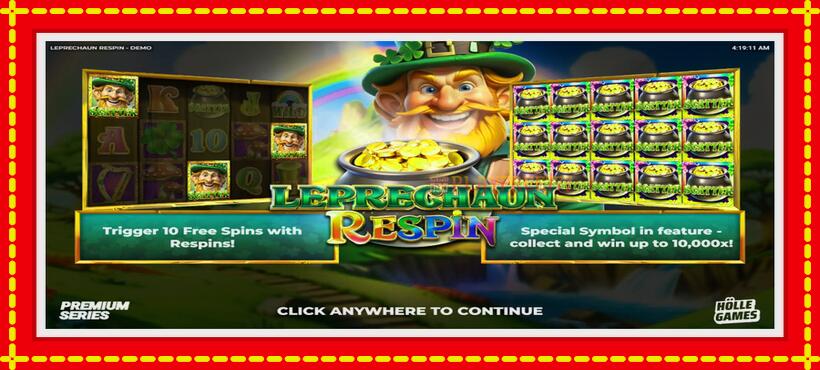 Slot machine Leprechaun Respin with access to free game online, picture 1