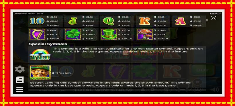 Slot machine Leprechaun Respin with access to free game online, picture 7