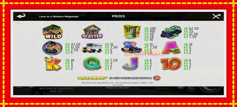 Slot machine Leva-te o Dinheiro Megaways with access to free game online, picture 5