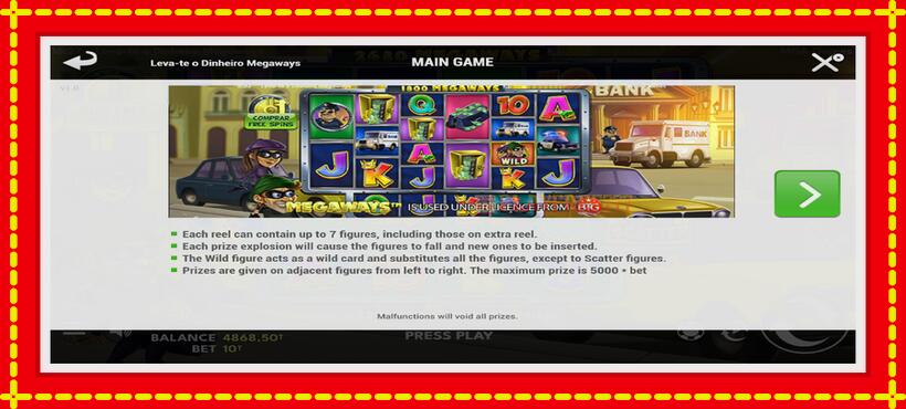 Slot machine Leva-te o Dinheiro Megaways with access to free game online, picture 6