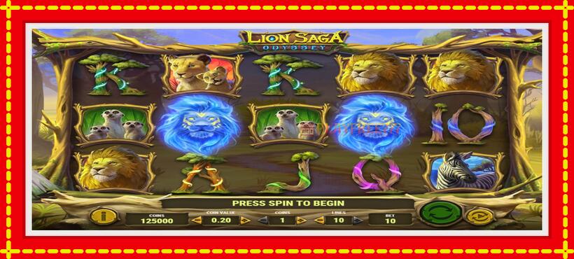 Slot machine Lion Saga Odyssey with access to free game online, picture 1