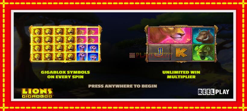 Slot machine Lions Gigablox with access to free game online, picture 1