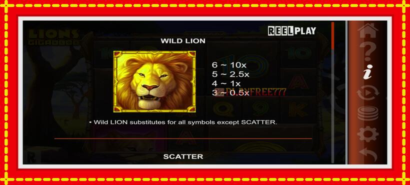 Slot machine Lions Gigablox with access to free game online, picture 5