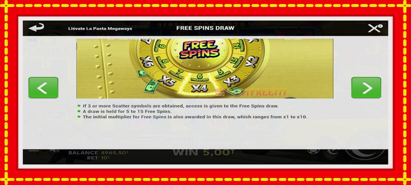 Slot machine Llevate la Pasta Megaways with access to free game online, picture 7