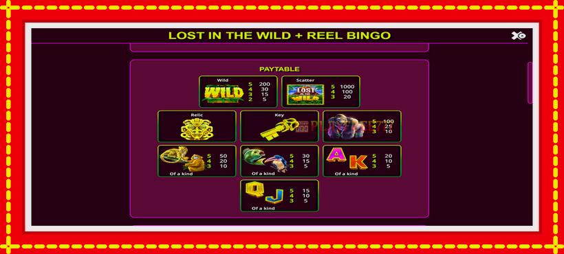 Slot machine Lost in the Wild with Reel Bingo with access to free game online, picture 6