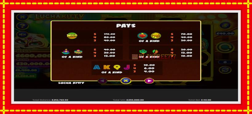 Slot machine Lucha Kitty with access to free game online, picture 6