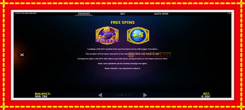 Slot machine Luck of the Lamp Cashlink with access to free game online, picture 6