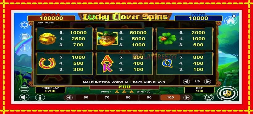 Slot machine Lucky Clover Spins with access to free game online, picture 5