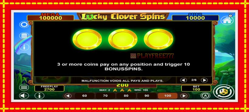 Slot machine Lucky Clover Spins with access to free game online, picture 6