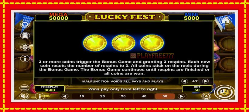 Slot machine Lucky Fest Hold & Win with access to free game online, picture 7