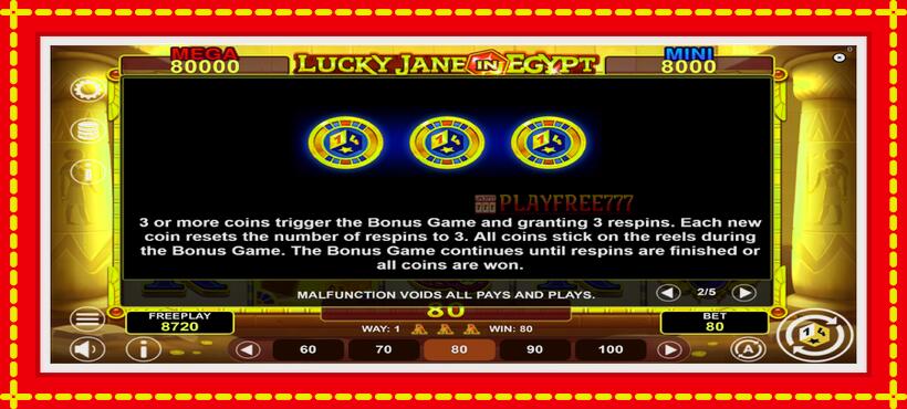 Slot machine Lucky Jane in Egypt Hold & Win with access to free game online, picture 6