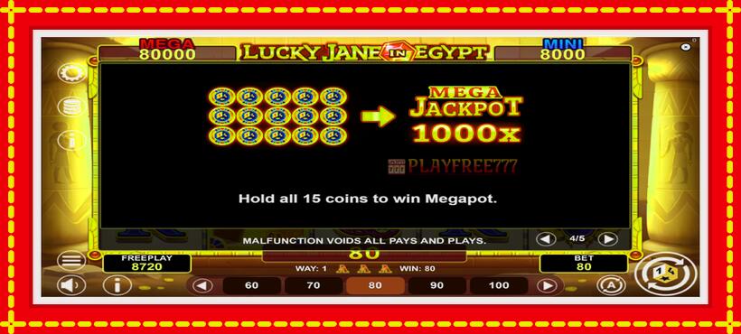 Slot machine Lucky Jane in Egypt Hold & Win with access to free game online, picture 7