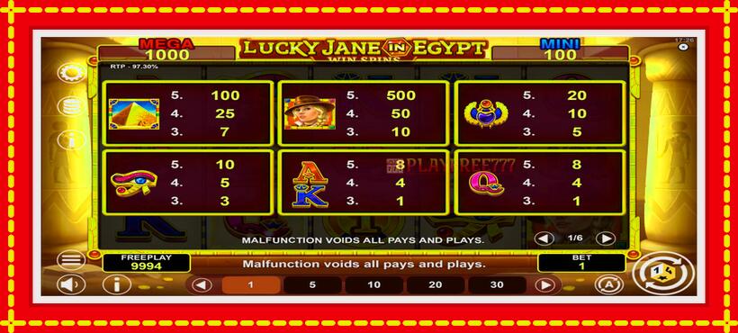 Slot machine Lucky Jane in Egypt Win Spins with access to free game online, picture 6