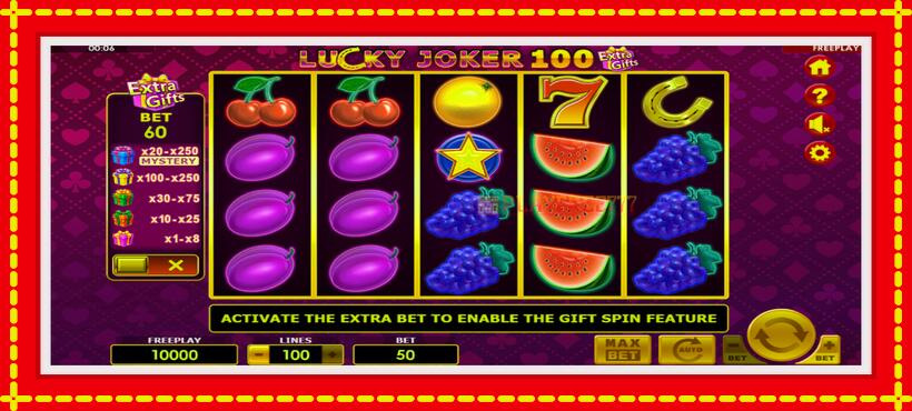 Slot machine Lucky Joker 100 Extra Gifts with access to free game online, picture 2