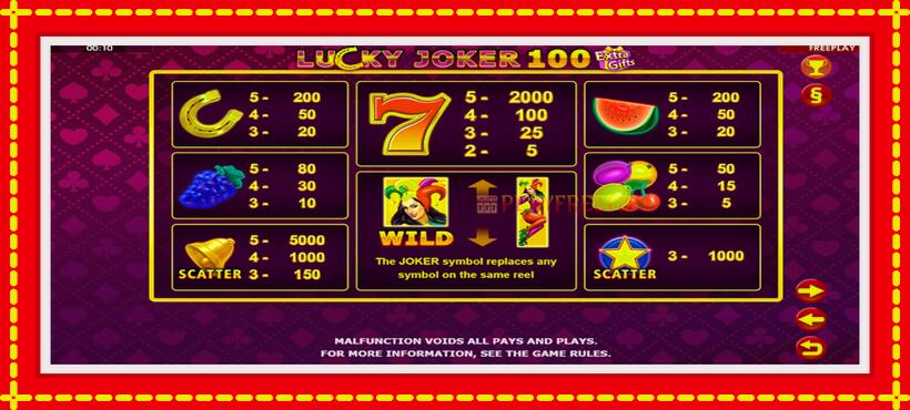 Slot machine Lucky Joker 100 Extra Gifts with access to free game online, picture 5