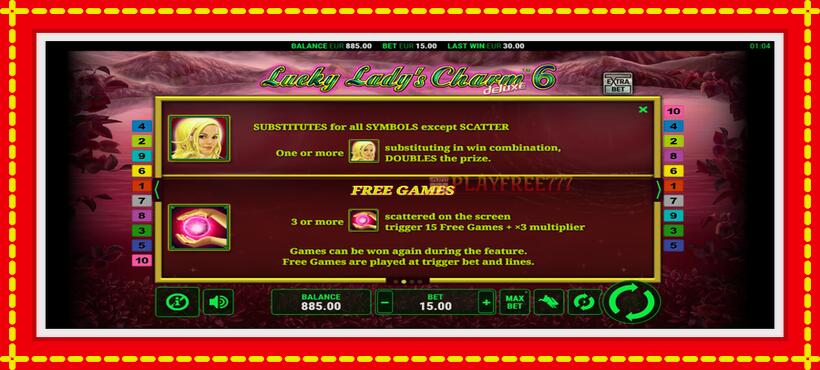 Slot machine Lucky Ladys Charm Deluxe 6 with access to free game online, picture 6