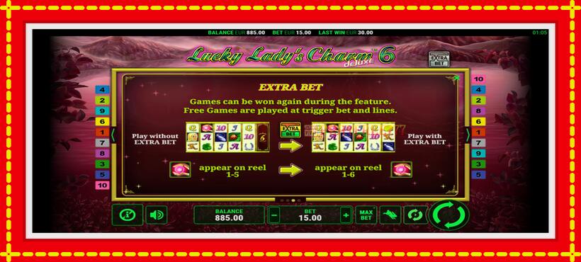 Slot machine Lucky Ladys Charm Deluxe 6 with access to free game online, picture 7