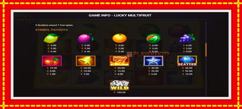 Slot machine Lucky Multifruit with access to free game online, picture 3