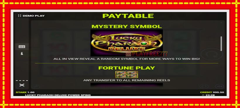 Slot machine Lucky Pharaoh Deluxe Fortune Play with access to free game online, picture 5