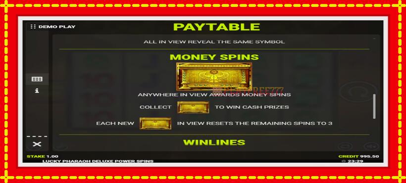 Slot machine Lucky Pharaoh Deluxe Fortune Play with access to free game online, picture 6