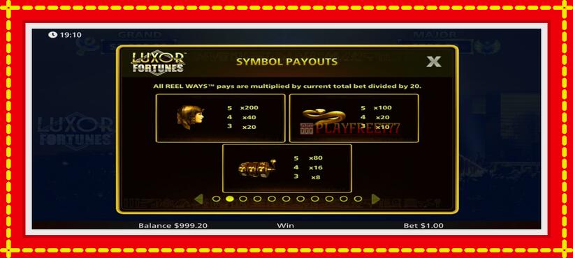 Slot machine Luxor Fortunes with access to free game online, picture 4