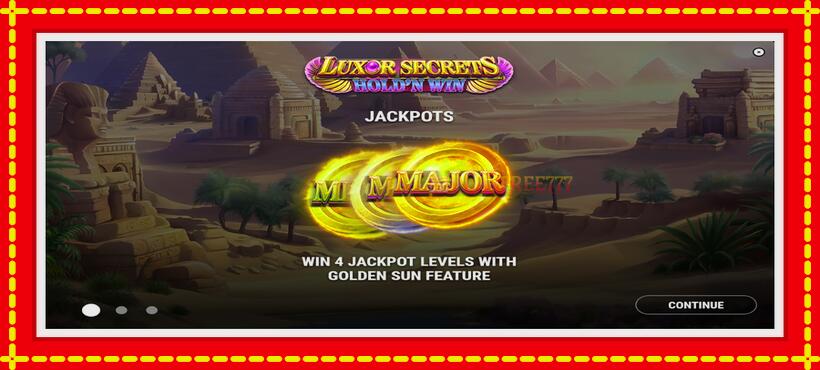 Slot machine Luxor Secrets Holdn Win with access to free game online, picture 1