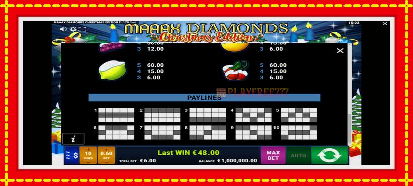 Slot machine Maaax Diamonds Christmas Edition with access to free game online, picture 7