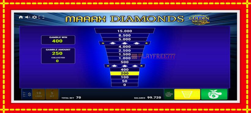 Slot machine Maaax Diamonds Golden Nights with access to free game online, picture 4