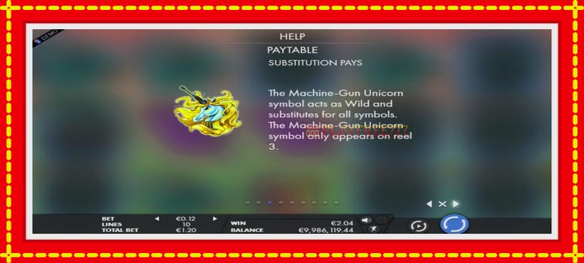 Slot machine Machine Gun Unicorn with access to free game online, picture 3