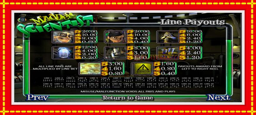 Slot machine Madder Scientist with access to free game online, picture 7