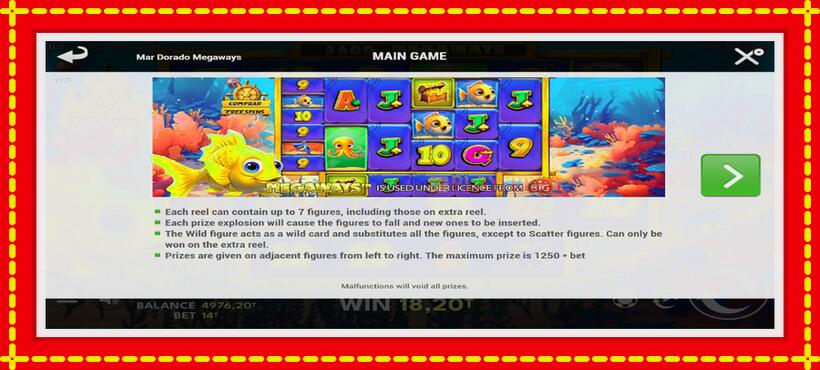 Slot machine Mar Dorado Megaways with access to free game online, picture 6