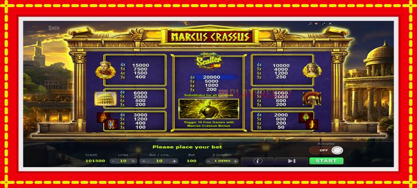 Slot machine Marcus Crassus with access to free game online, picture 5