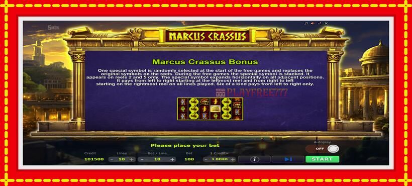 Slot machine Marcus Crassus with access to free game online, picture 6