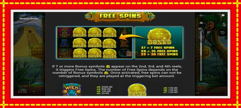 Slot machine Mayans Battle with access to free game online, picture 6