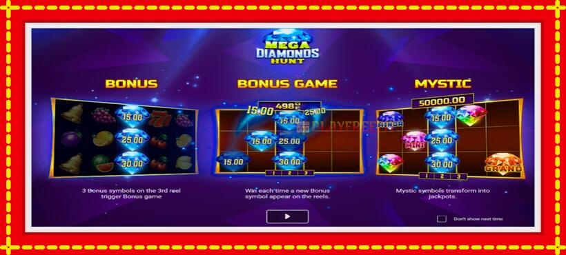 Slot machine Mega Diamonds Hunt with access to free game online, picture 1