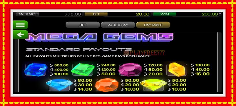 Slot machine Mega Gems with access to free game online, picture 5