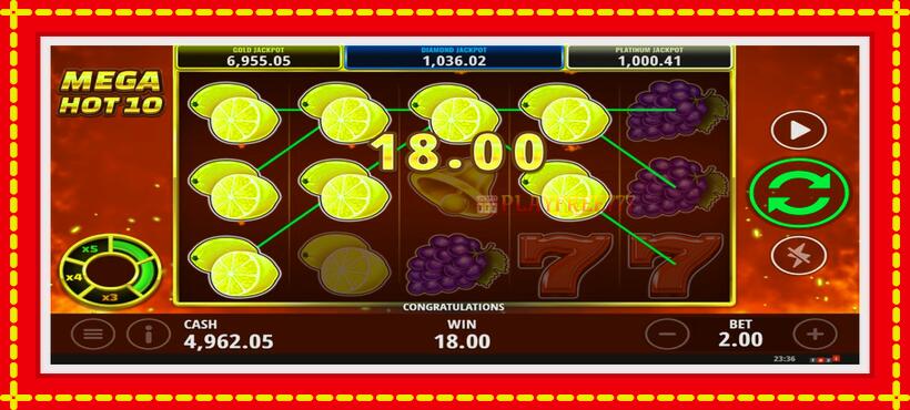 Slot machine Mega Hot 10 with access to free game online, picture 3