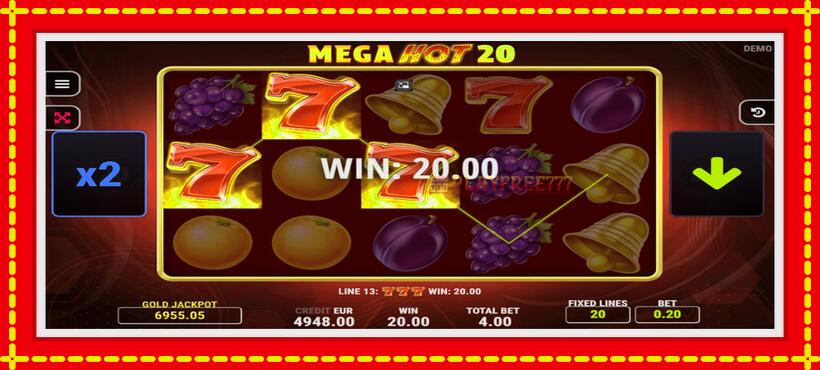 Slot machine Mega Hot 20 with access to free game online, picture 3