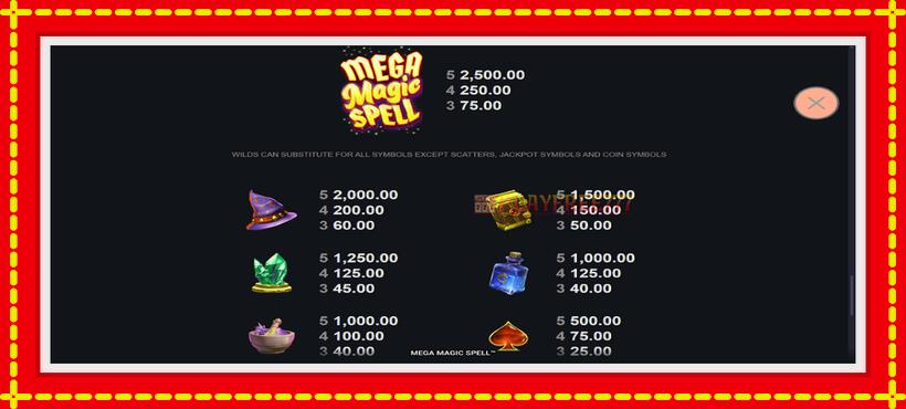 Slot machine Mega Magic Spell with access to free game online, picture 6