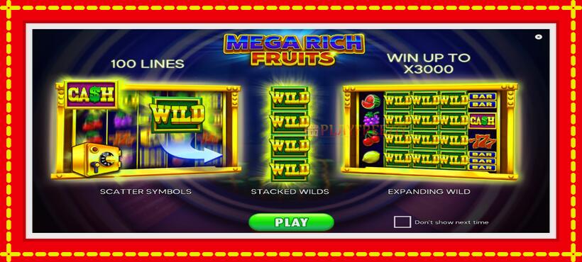 Slot machine Mega Rich Fruits with access to free game online, picture 1