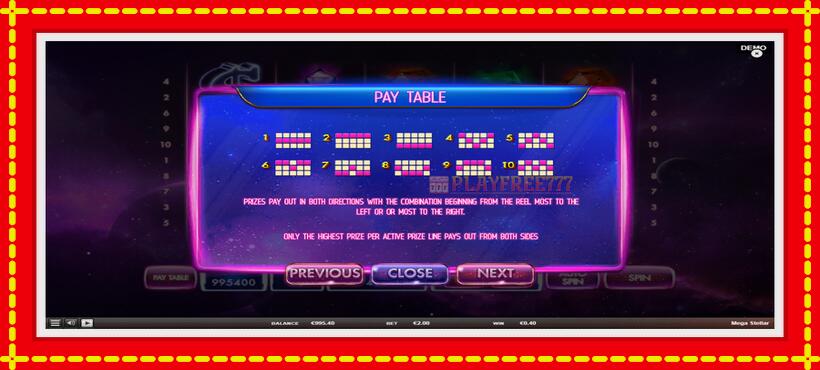 Slot machine Mega Stellar with access to free game online, picture 7