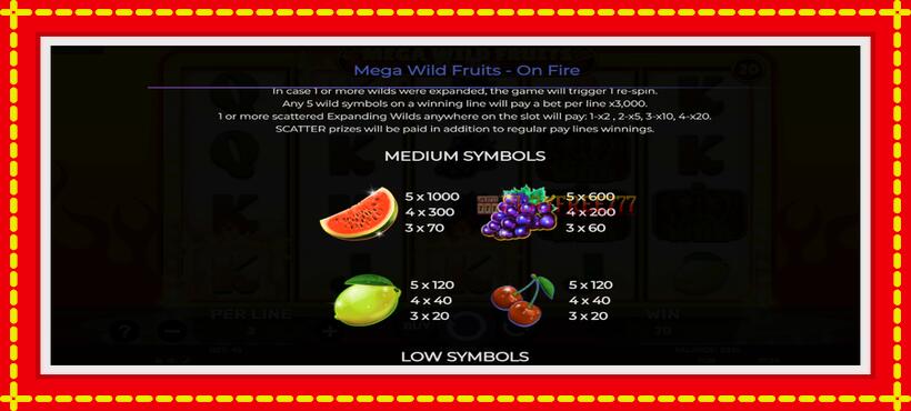 Slot machine Mega Wild Fruits - On Fire with access to free game online, picture 6