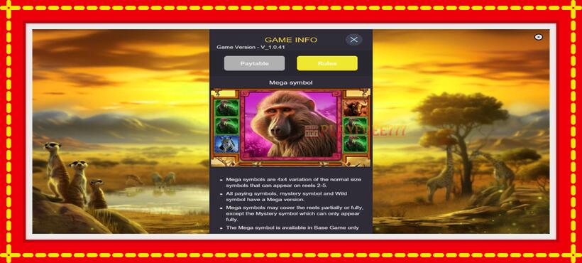 Slot machine Mega Wild Safari with access to free game online, picture 7