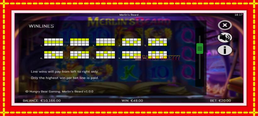 Slot machine Merlins Beard with access to free game online, picture 5