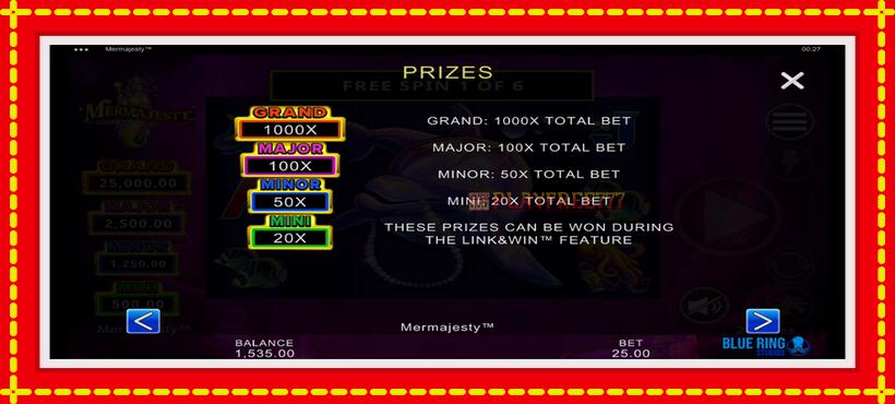 Slot machine Mermajesty with access to free game online, picture 5