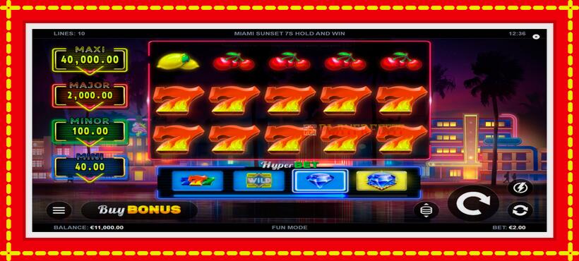 Slot machine Miami Sunset 7s Hold and Win with access to free game online, picture 1