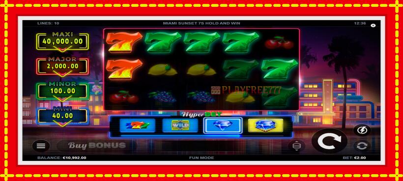 Slot machine Miami Sunset 7s Hold and Win with access to free game online, picture 2